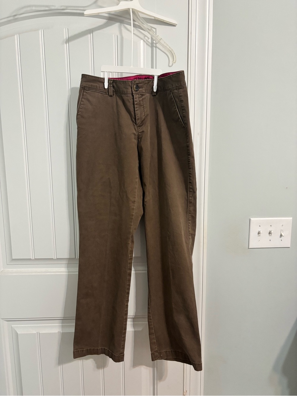 Dockers Men's Brown Chino Pants with Subtle Pink Waistband